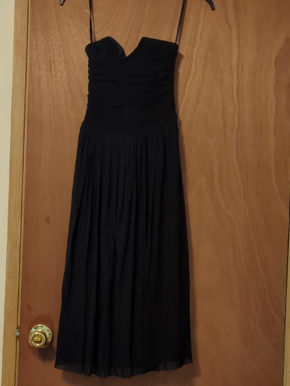 White House Black Market Black Strapless Pleated Maxi Dress
